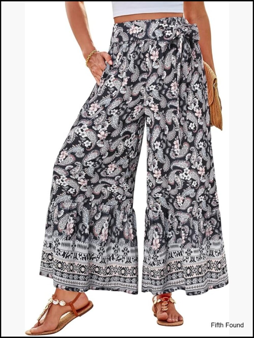 Wide Leg Palazzo Pants Elastic High Waisted Flowy Casual Beach Pants with